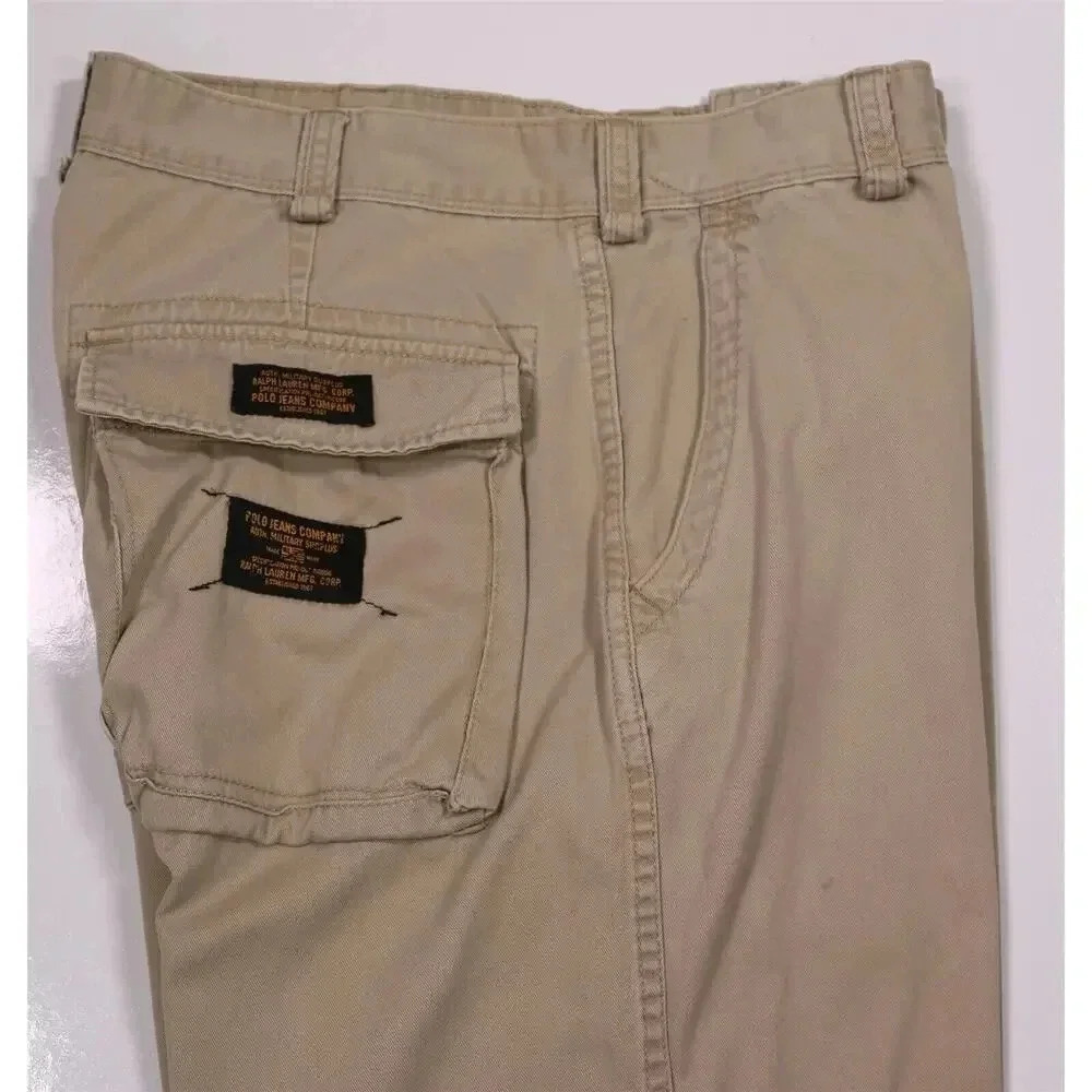 Polo Jeans Co Ralph Lauren Vintage 2000s Y2K Wide Leg Khaki Military Pants 32x29 - Picture 2 of 6